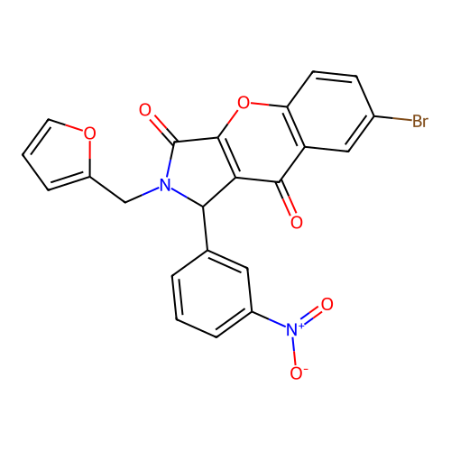 7-bromo-2-(furan-2-ylmethyl)-1-(3-nitrophenyl)-1,2-dihydrochromeno[2,3-c]pyrrole-3,9-dione structure