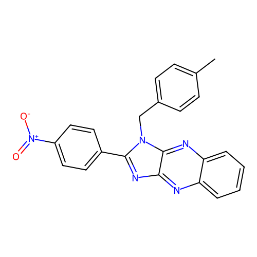 1-(4-methylbenzyl)-2-(4-nitrophenyl)-1H-imidazo[4,5-b]quinoxaline structure