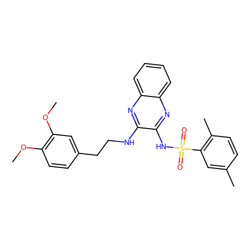 N-(3-((3,4-dimethoxyphenethyl)amino)quinoxalin-2-yl)-2,5-dimethylbenzenesulfonamide structure