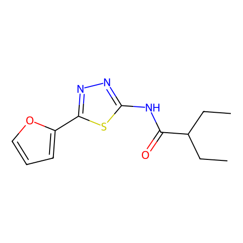 2-ethyl-N-(5-(furan-2-yl)-1,3,4-thiadiazol-2-yl)butanamide structure