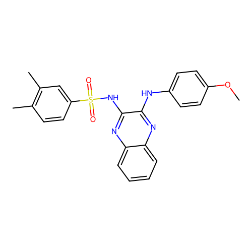 N-(3-((4-methoxyphenyl)amino)quinoxalin-2-yl)-3,4-dimethylbenzenesulfonamide structure
