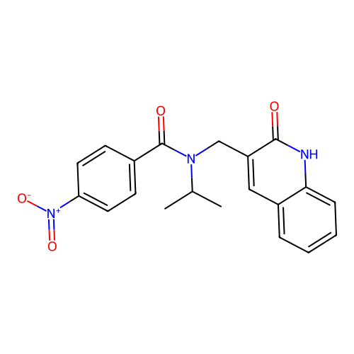 4-nitro-N-[(2-oxo-1H-quinolin-3-yl)methyl]-N-propan-2-ylbenzamide structure