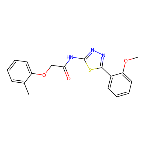 N-(5-(2-methoxyphenyl)-1,3,4-thiadiazol-2-yl)-2-(o-tolyloxy)acetamide structure