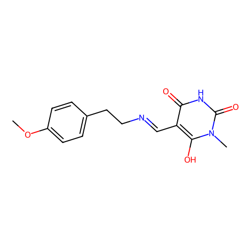 5-[[2-(4-methoxyphenyl)ethylamino]methylidene]-1-methyl-1,3-diazinane-2,4,6-trione structure