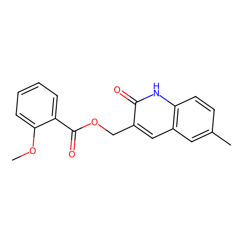 (6-methyl-2-oxo-1H-quinolin-3-yl)methyl 2-methoxybenzoate structure