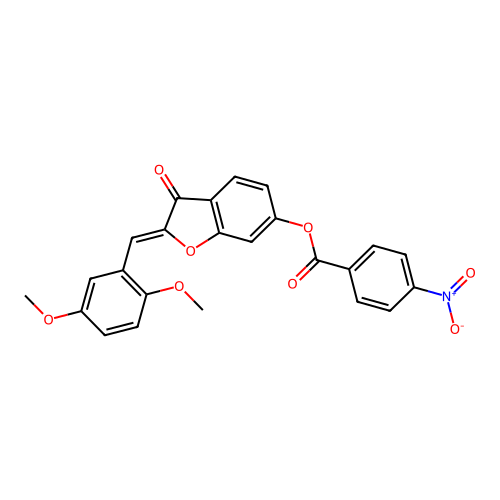 2-[(2,5-Dimethoxyphenyl)methylene]-3-oxobenzo[3,4-b]furan-6-yl 4-nitrobenzoate structure