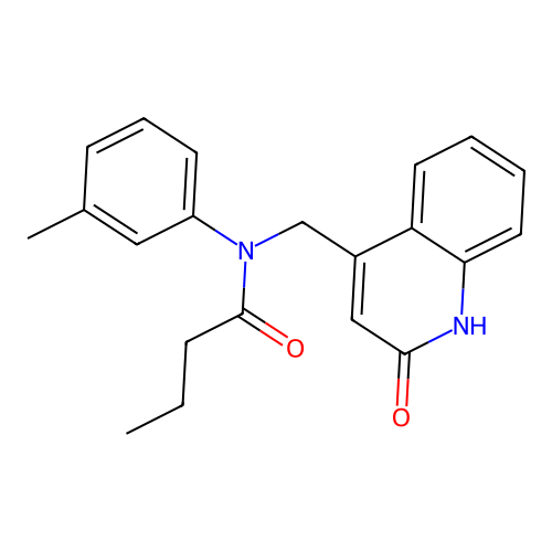 N-(3-methylphenyl)-N-[(2-oxo-1,2-dihydroquinolin-4-yl)methyl]butanamide structure