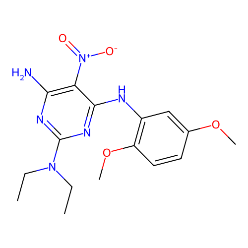N4-(2,5-dimethoxyphenyl)-N2,N2-diethyl-5-nitropyrimidine-2,4,6-triamine structure