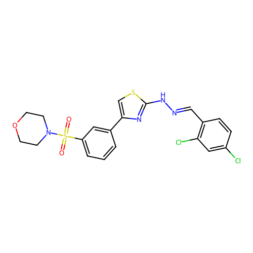 (E)-4-((3-(2-(2-(2,4-dichlorobenzylidene)hydrazinyl)thiazol-4-yl)phenyl)sulfonyl)morpholine structure