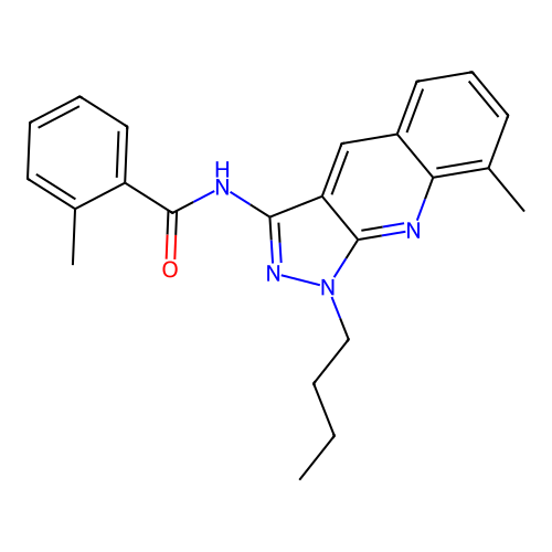 N-(1-butyl-8-methyl-1H-pyrazolo[3,4-b]quinolin-3-yl)-2-methylbenzamide structure