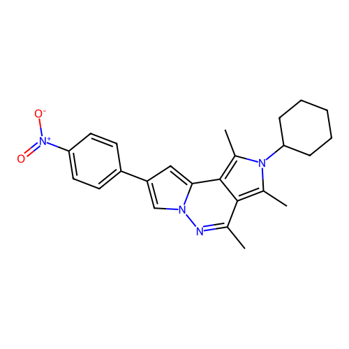 2-cyclohexyl-1,3,4-trimethyl-8-(4-nitrophenyl)-2H-dipyrrolo[1,2-b:3',4'-d]pyridazine structure