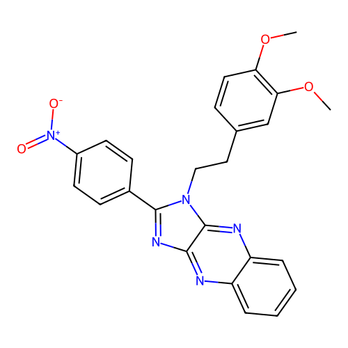 1-[2-(3,4-dimethoxyphenyl)ethyl]-2-(4-nitrophenyl)-1H-imidazo[4,5-b]quinoxaline structure