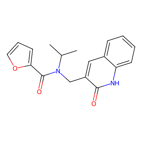 N-[(2-oxo-1H-quinolin-3-yl)methyl]-N-propan-2-ylfuran-2-carboxamide structure