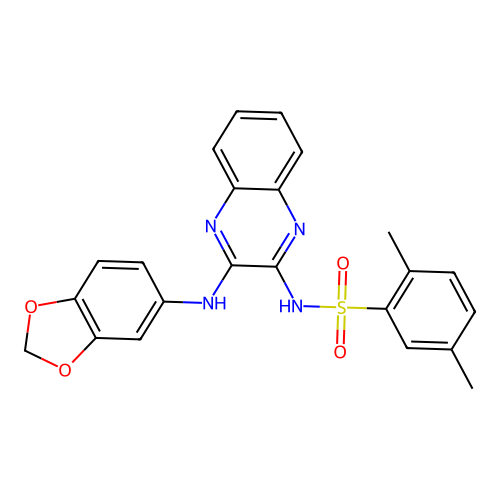 N-(3-(benzo[d][1,3]dioxol-5-ylamino)quinoxalin-2-yl)-2,5-dimethylbenzenesulfonamide structure