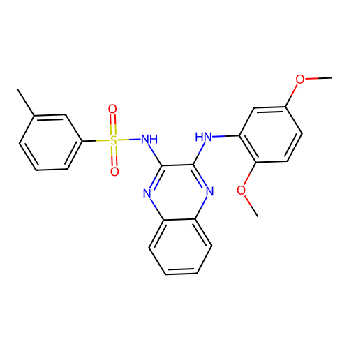 N-(3-((2,5-dimethoxyphenyl)amino)quinoxalin-2-yl)-3-methylbenzenesulfonamide structure