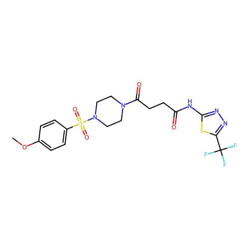 4-(4-((4-methoxyphenyl)sulfonyl)piperazin-1-yl)-4-oxo-N-(5-(trifluoromethyl)-1,3,4-thiadiazol-2-yl)butanamide structure