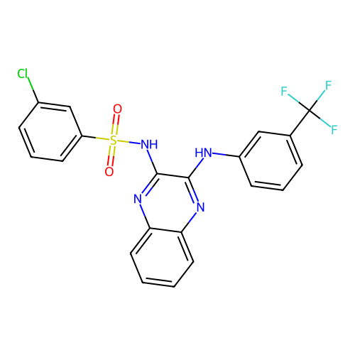 3-chloro-N-(3-((3-(trifluoromethyl)phenyl)amino)quinoxalin-2-yl)benzenesulfonamide structure