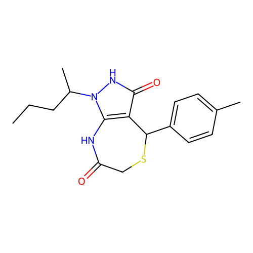 3-hydroxy-1-(pentan-2-yl)-4-(p-tolyl)-6,8-dihydro-1H-pyrazolo[3,4-e][1,4]thiazepin-7(4H)-one structure