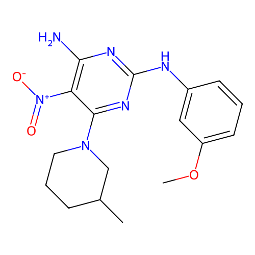 [4-Amino-6-(3-methylpiperidyl)-5-nitropyrimidin-2-yl](3-methoxyphenyl)amine structure