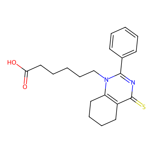 6-(2-phenyl-4-thioxo-5,6,7,8-tetrahydroquinazolin-1(4H)-yl)hexanoic acid structure