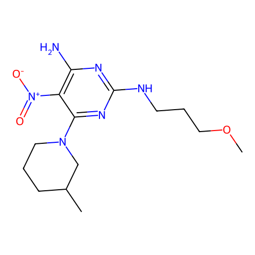 [4-Amino-6-(3-methylpiperidyl)-5-nitropyrimidin-2-yl](3-methoxypropyl)amine structure