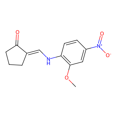 (E)-2-(((2-methoxy-4-nitrophenyl)amino)methylene)cyclopentanone structure