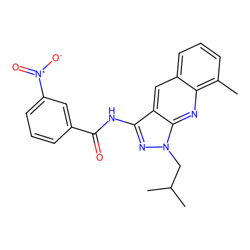 N-[8-methyl-1-(2-methylpropyl)pyrazolo[3,4-b]quinolin-3-yl]-3-nitrobenzamide structure