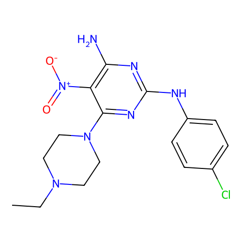 [4-Amino-6-(4-ethylpiperazinyl)-5-nitropyrimidin-2-yl](4-chlorophenyl)amine structure