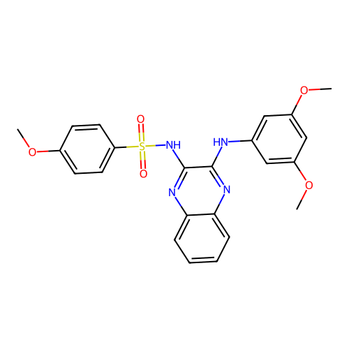 N-(3-((3,5-dimethoxyphenyl)amino)quinoxalin-2-yl)-4-methoxybenzenesulfonamide structure