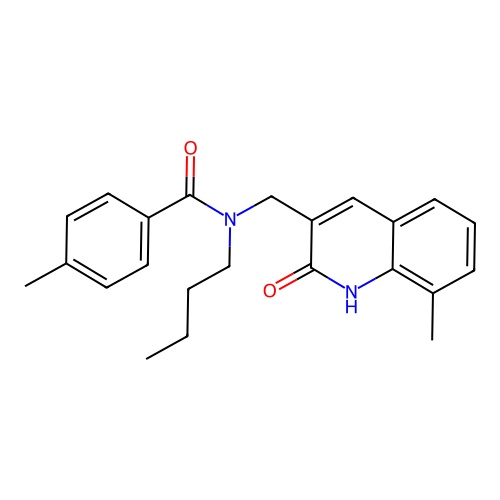 N-butyl-4-methyl-N-[(8-methyl-2-oxo-1H-quinolin-3-yl)methyl]benzamide structure