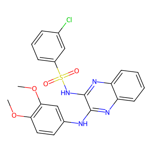 3-chloro-N-{3-[(3,4-dimethoxyphenyl)amino]quinoxalin-2-yl}benzenesulfonamide structure