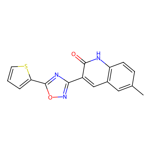 6-Methyl-3-(5-(thiophen-2-yl)-1,2,4-oxadiazol-3-yl)quinolin-2-ol structure
