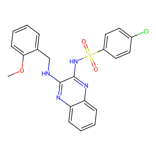 4-chloro-N-{3-[(2-methoxybenzyl)amino]quinoxalin-2-yl}benzenesulfonamide structure
