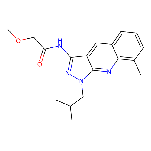 2-methoxy-N-[8-methyl-1-(2-methylpropyl)pyrazolo[3,4-b]quinolin-3-yl]acetamide structure