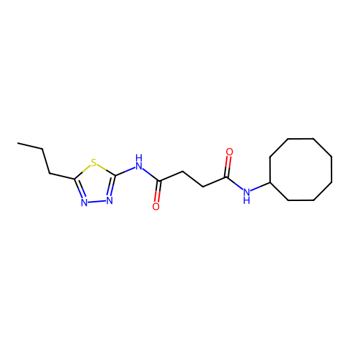 N-cyclooctyl-N'-[(2Z)-5-propyl-1,3,4-thiadiazol-2(3H)-ylidene]butanediamide structure