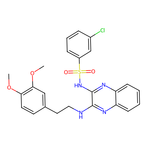 3-chloro-N-(3-((3,4-dimethoxyphenethyl)amino)quinoxalin-2-yl)benzenesulfonamide structure