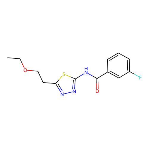 N-(5-(2-ethoxyethyl)-1,3,4-thiadiazol-2-yl)-3-fluorobenzamide structure