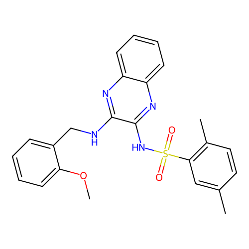 N-(3-((2-methoxybenzyl)amino)quinoxalin-2-yl)-2,5-dimethylbenzenesulfonamide structure
