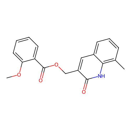(8-methyl-2-oxo-1H-quinolin-3-yl)methyl 2-methoxybenzoate structure