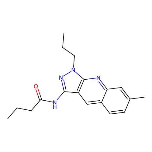 N-(7-methyl-1-propylpyrazolo[3,4-b]quinolin-3-yl)butanamide structure