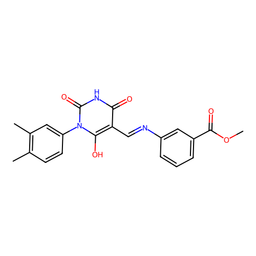 (E)-methyl 3-(((1-(3,4-dimethylphenyl)-2,4,6-trioxotetrahydropyrimidin-5(2H)-ylidene)methyl)amino)benzoate structure