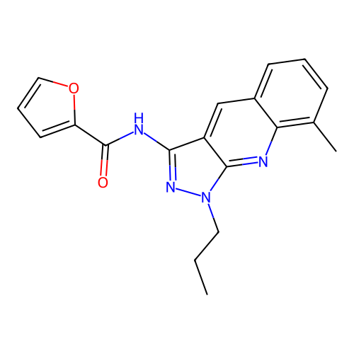 N-(8-methyl-1-propylpyrazolo[3,4-b]quinolin-3-yl)furan-2-carboxamide structure