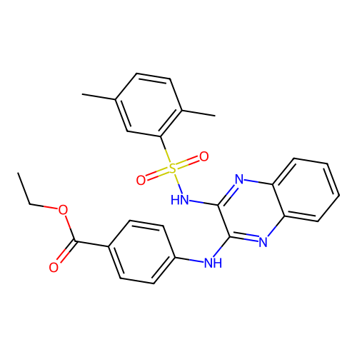 Ethyl 4-[(3-{[(2,5-dimethylphenyl)sulfonyl]amino}quinoxalin-2-yl)amino]benzoate structure