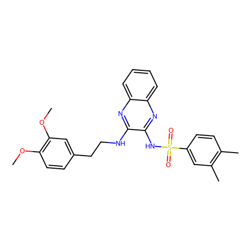 N-(3-((3,4-dimethoxyphenethyl)amino)quinoxalin-2-yl)-3,4-dimethylbenzenesulfonamide structure
