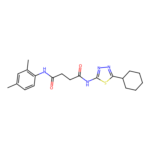 N'-(5-cyclohexyl-1,3,4-thiadiazol-2-yl)-N-(2,4-dimethylphenyl)butanediamide structure