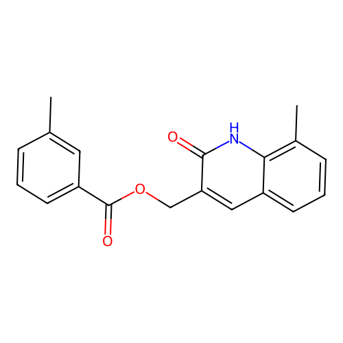 (8-methyl-2-oxo-1H-quinolin-3-yl)methyl 3-methylbenzoate structure