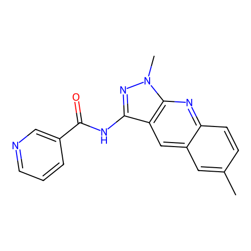 N-(1,6-dimethyl-1H-pyrazolo[3,4-b]quinolin-3-yl)nicotinamide structure