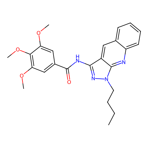 N-(1-butylpyrazolo[3,4-b]quinolin-3-yl)-3,4,5-trimethoxybenzamide structure