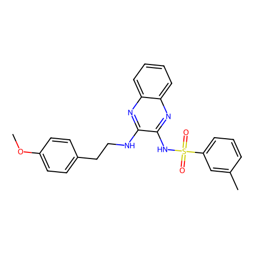 N-(3-((4-methoxyphenethyl)amino)quinoxalin-2-yl)-3-methylbenzenesulfonamide structure