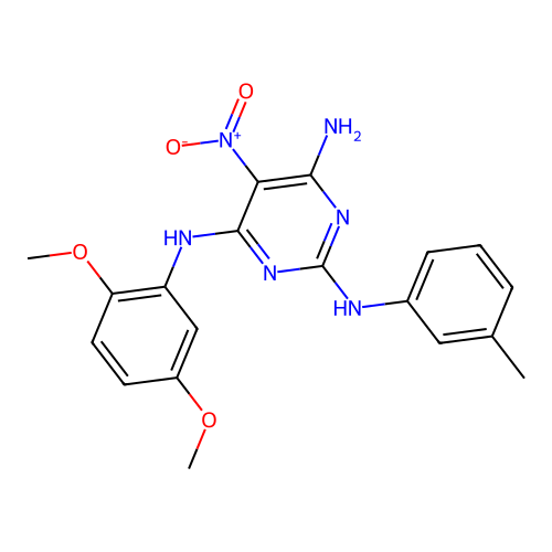 N4-(2,5-dimethoxyphenyl)-5-nitro-N2-(m-tolyl)pyrimidine-2,4,6-triamine structure